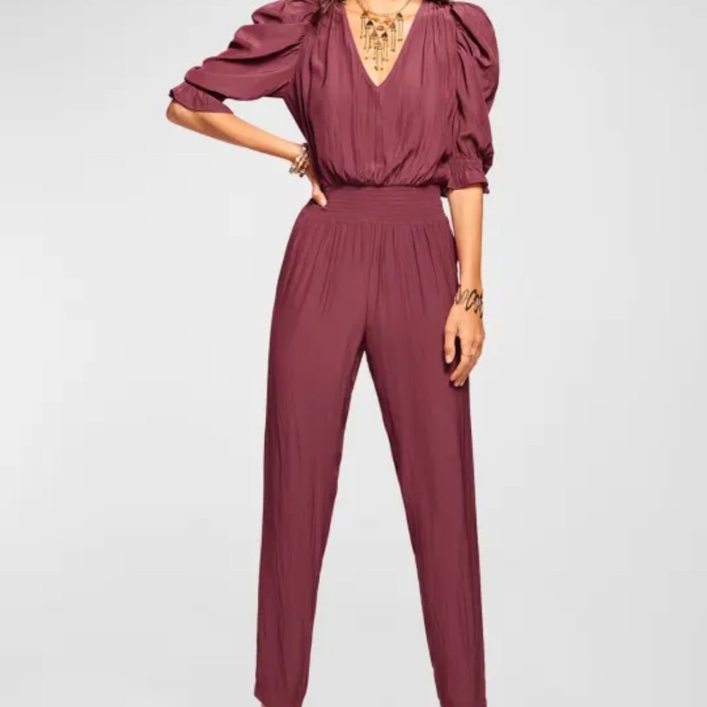 RAMY BROOK Kylie Puff-Sleeve Jumpsuit Caber XL NEW with tags $425